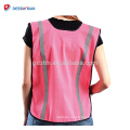Chaleco de seguridad 100% malla de poliéster de alta visibilidad para mujeres Chaleco de trabajo reflexivo rosa con cierre de gancho y lazo